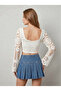 Women's Crochet Crop Blouse with Binding Detail, Standard Size - 2