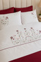 Lerin 100% Cotton Floral Embroidery Double Duvet Cover Set 7 Pieces - Dowry Premium Set with 3D Floral Embroidery Bed Runner - 2