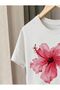 Girls' White Lotus Flower Printed Shorts Set - 3