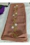 Elegant Flower Pattern Embroidered Crepe Fabric Prayer Cover, Dowry Mevlit Headscarf Without Needlework - 5
