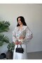White Polka Dot Tie-Front Chiffon Crop Blouse - 4