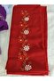 Elegant Flower Pattern Embroidered Crepe Fabric Prayer Cover, Dowry Mevlit Headscarf Without Needlework - 2