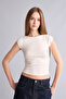 Fitted Kayık Collar Ribbed Camisole Short Sleeve T-Shirt H1193Ax26Sp - 3