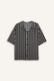 Boxy Fit Apaş Collar Printed Striped Short Sleeve Shirt G4141Ax26Sm - 6