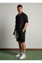 Men's Jacquard 100% Cotton Textured Shirt Shorts Set Black 3016Dngr