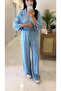 Zensia Blue Tencel Shirt Pants Set - 4