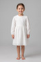 Girls' Scalloped Long Sleeve Dress, Crew Neck Waist Tie Special Occasion Cotton Dress, Ages 3-8 - 4