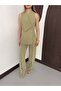 Double-Breasted Collar Gold Buttoned Vest and Trousers Set