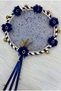 Navy Blue Bridal Bridesmaid Tambourine, Sparkling Sequins, Shiny Stones and Flower Decorations, Wedding Henna Bride Circumcision Party Decoration 1 Piece - 2