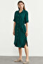 Short Sleeve Crepe Shirt Dress - Petrol - 5