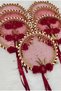 Burgundy Bridal Bridesmaid Tambourine, Shiny Stone, Flower and Sparkling Sequin Decorated, Wedding Henna Night Bride Circumcision Party Event 1 Piece - 3