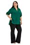 Plus Size Emerald Green Blouse with Button and Placket Detail on the Collar and Sleeve Epaulettes - 4