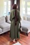 Cape Detailed Dress Khaki - 4