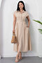 Shirt Collar Buttoned Belted Dress Grs3953 - 3