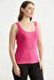 Thick Strap Cotton Ribbed Basic Undershirt - Fuchsia - 3
