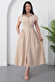 Shirt Collar Buttoned Belted Dress Grs3953 - 6