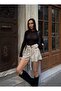Women's Knitted Belted High Waist Pleated Mini Shorts