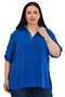 Plus Size Cobalt Blue Blouse with Buttoned Collar and Patten Detailed Sleeves and Epaulettes