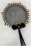 Black Bridal Bridesmaid Tambourine, Shiny Stone, Flower and Sparkling Sequin Decorated, Wedding Henna Night Bride Circumcision Party Event 1 Piece - 4