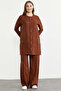 طقم قميص وبنطلون بمظهر الكتان - بني - 2