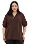 Plus Size Brown Blouse with Button and Placket Detail on the Collar and Sleeve Epaulettes