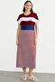 Striped Marine Off-Shoulder Combed Cotton Dress - Burgundy