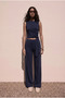 Women's Diego Lacing Detailed Double Breasted Blouse and Wide Leg Pants Bottom-Top Set, Summer Soft Modal Fabric - 2