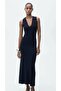 Women's Sleeveless V-Neck Long Knit Dress - 4