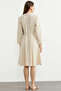 Linen Look Long Sleeve Shirt Dress - Stone - 6