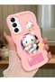 Samsung Galaxy A14 Compatible Shockproof Simple Pink Silicone Phone Case Hello Kitty Pattern