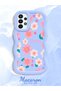 Samsung Galaxy A23 Compatible Shockproof Simple Blue Silicone Phone Case Cover Flower Pattern - 2