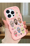 iPhone 14 Pro Max Compatible Shockproof Simple Pink Silicone Phone Case Labubu Pattern