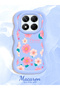 Redmi Note 14 Pro 4g Compatible Shockproof Simple Blue Silicone Phone Case Flower Pattern - 2