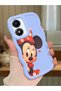 Vivo Y02S Compatible Shockproof Simple Blue Silicone Phone Case Minnie Pattern