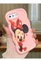 iPhone 8 Plus Compatible Shockproof Simple Pink Silicone Phone Case Minnie Pattern