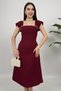 Women's Burgundy Pearl Detailed Midi Event Dress - 4