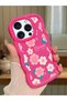 iPhone 14 Pro Compatible Shockproof Simple Red Silicone Phone Case Flower Pattern