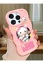iPhone 16 Pro Compatible Shockproof Simple Pink Silicone Phone Case Hello Kitty Pattern