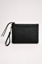Black Women's Knitted Textured Handbag – Stylish Clutch & Daily Use Bag with Wrist Strap - 2