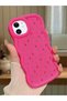 iPhone 12 Compatible Shockproof Simple Red Silicone Phone Case Cover Flower Pattern