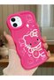 iPhone 12 Compatible Shockproof Simple Red Silicone Phone Case Hello Kitty Pattern