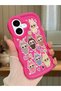 iPhone 16 Plus Compatible Shockproof Simple Red Silicone Phone Case Labubu Pattern