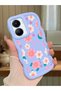 Vivo Y56 Compatible Anti-Knock Simple Blue Silicone Phone Case Cover Flowers Pattern