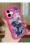 iPhone 16 Plus Compatible Shockproof Simple Red Silicone Phone Case Tom and Jerry Pattern