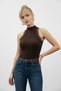 Women's Lace Detailed Halter Neck Ribbed Knitted Blouse