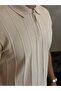 Men's Relaxed Fit Honeycomb Textured Knitwear Tshirt Beige Eca075 - 3