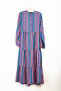 Blue Ikat-Inspired Geometric Stripe Tiered Casual Dress - 2