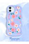 iPhone 12 Compatible Shockproof Simple Blue Silicone Phone Case Flowers Pattern - 2