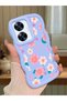 For Realme C55 Compatible Shockproof Simple Blue Silicone Phone Case Flower Pattern