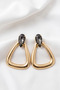 Droplet Stone Large Triangle Metal Earrings 7 Cm. - 3